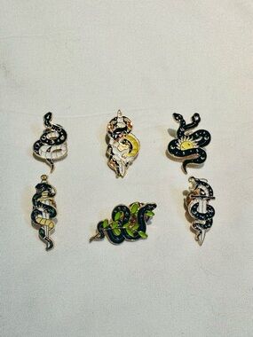 Witchy Snake Enamel Pin Bundle 🐍 Goth Celestial Aesthetic 6pc